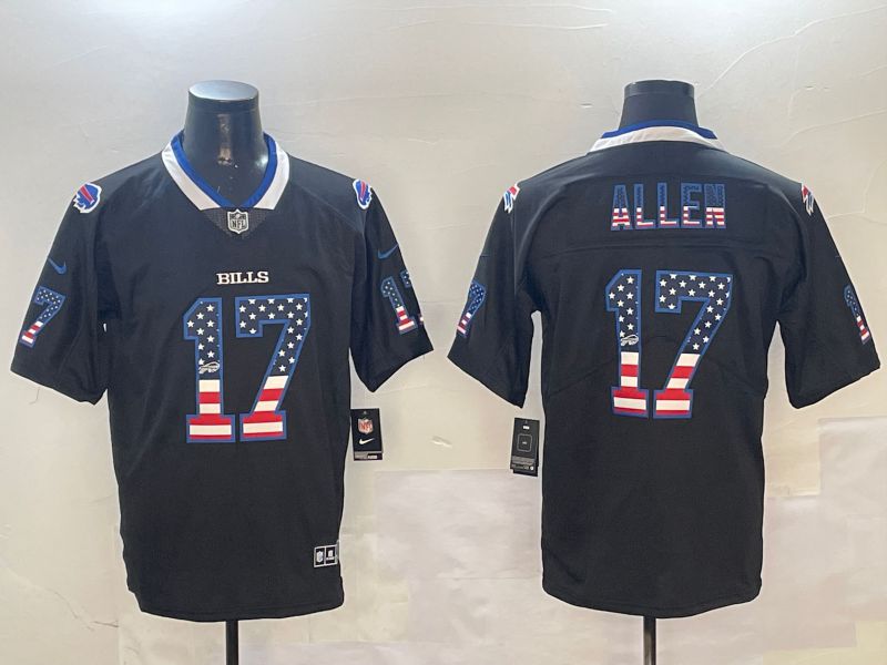 Men Buffalo Bills #17 Allen Black Flag Edition 2024 Nike Limited NFL Jersey style 1